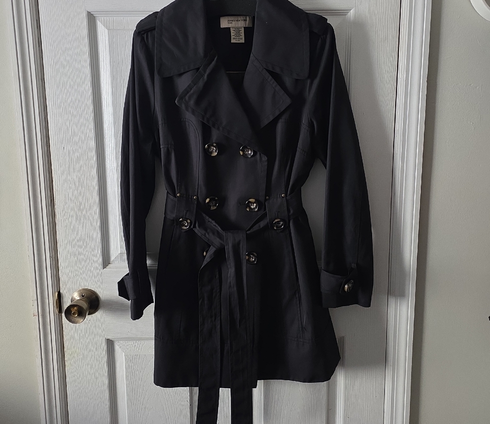 Jones New York Elegant Black Trench Coat